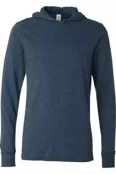 Футболка с длинными рукавами и капюшоном BELLA + CANVAS Jersey, цвет heather navy