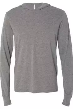 Футболка с длинными рукавами и капюшоном BELLA + CANVAS Jersey, цвет grey triblend