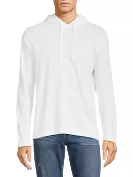Футболка с длинными рукавами и капюшоном Saks Fifth Avenue, цвет Snow White