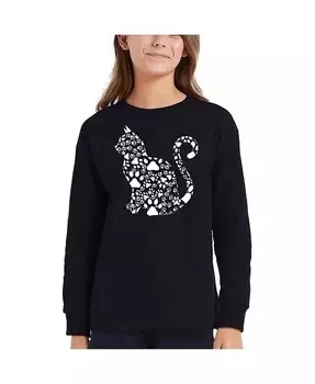 Футболка с длинными рукавами и кошачьими когтями для девочек Word Art La Pop Art, черный