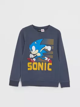 Футболка с длинными рукавами и круглым вырезом для мальчиков с принтом «Соник» LCW ECO