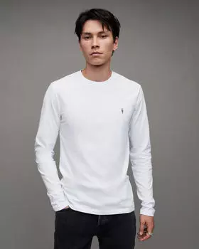 Футболка с длинными рукавами и круглым вырезом Brace Tonic AllSaints, оптический белый