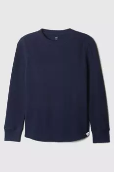 Футболка с длинными рукавами и круглым вырезом вафельной вязки (4 13 лет) Gap, синий