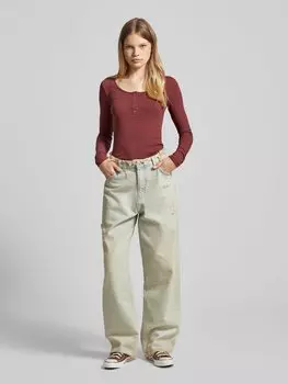 Футболка с длинными рукавами и круглым вырезом Pieces, бордовый