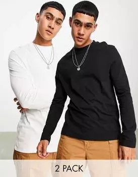 Футболка с длинными рукавами и круглым вырезом ASOS DESIGN из смеси хлопка - МУЛЬТИ