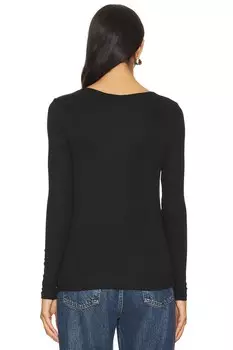 Футболка с длинными рукавами и квадратным вырезом Goldie, черный