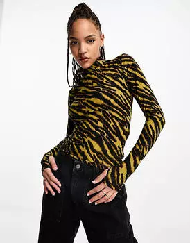 Футболка с длинными рукавами и леопардовым принтом Levi's Secondskin