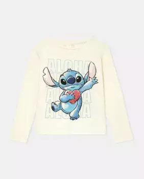 Футболка с длинными рукавами и лицензионным принтом в виде сердечка и сердечка для девочки Kids El Corte Ingls, цвет Blanco roto