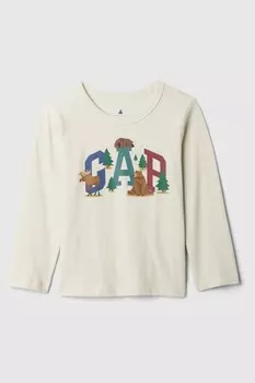 Футболка с длинными рукавами и логотипом (6 мес 5 лет) Gap, бежевый