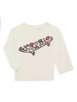 Футболка с длинными рукавами и логотипом Baby's Emporio Armani, цвет cream
