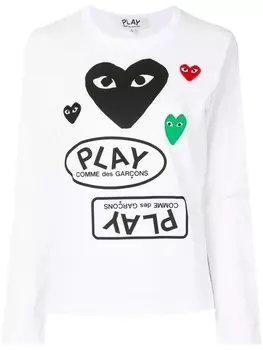 Футболка с длинными рукавами и логотипом Comme Des Garons Play, белый