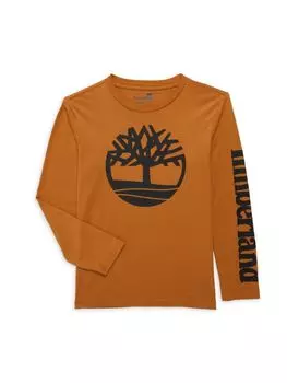 Футболка с длинными рукавами и логотипом для мальчиков Timberland, цвет Wheat