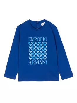 Футболка с длинными рукавами и логотипом Emporio Armani Kids, синий