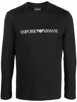 Футболка с длинными рукавами и логотипом Emporio Armani, черный