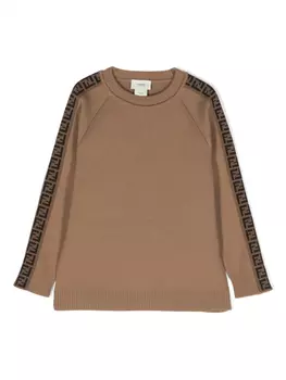 Футболка с длинными рукавами и логотипом FF Fendi Kids, коричневый