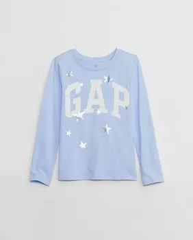 Футболка с длинными рукавами и логотипом Gap, светло-синий