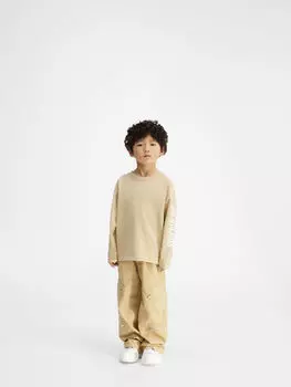 Футболка с длинными рукавами и логотипом JACQUEMUS The kids' long-sleeve t-shirt, темно-бежевый