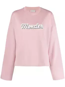 Футболка с длинными рукавами и логотипом MONCLER, розовый