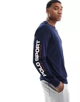 Футболка с длинными рукавами и логотипом Sports Capsule темно-синего цвета Polo Ralph Lauren