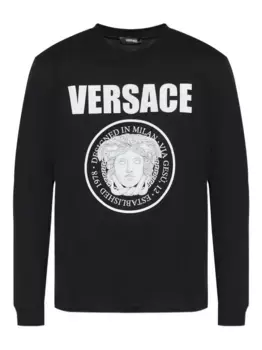 Футболка с длинными рукавами и логотипом VERSACE, черный