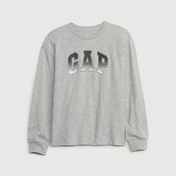Футболка с длинными рукавами и логотипом в стиле деграде Gap, серый