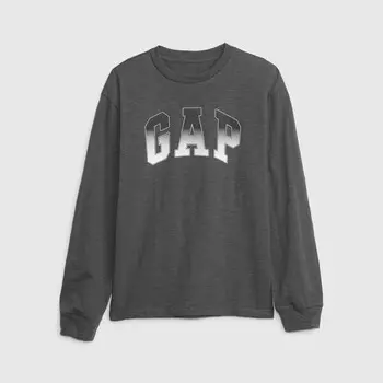 Футболка с длинными рукавами и логотипом в стиле деграде Gap, серый