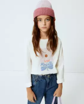 Футболка с длинными рукавами и мелким флоком на груди Kids El Corte Ingls, мультиколор