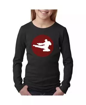 Футболка с длинными рукавами и надписью Girl's Word Art - Виды боевых искусств La Pop Art, черный