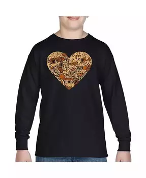 Футболка с длинными рукавами и надписью «Сердце Благодарения» для мальчиков La Pop Art, синий