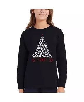Футболка с длинными рукавами и надписью «Рождественская елка для девочек» La Pop Art, черный