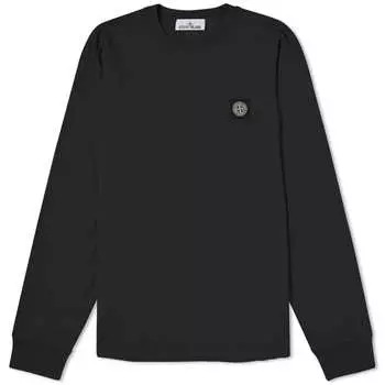 Футболка с длинными рукавами и нашивкой Stone Island, черный