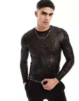 Футболка с длинными рукавами и пайетками ASOS DESIGN