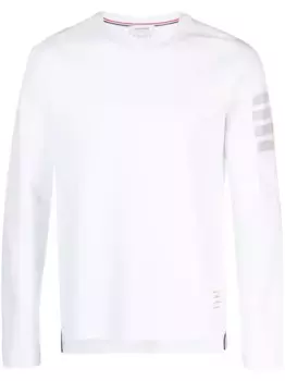 Футболка с длинными рукавами и полосками 4-Bar THOM BROWNE, белый