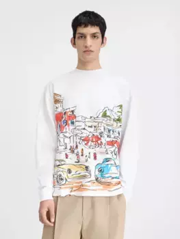 Футболка с длинными рукавами и принтом Capri Cars Le Largo Manches Longues Jacquemus, белый