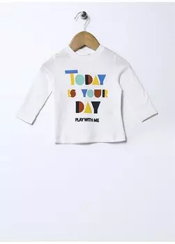 Футболка с длинными рукавами и принтом для маленьких мальчиков с круглым вырезом цвета экрю 22FWB-25 Mammaramma, экрю