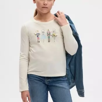 Футболка с длинными рукавами и принтом Gap, белый