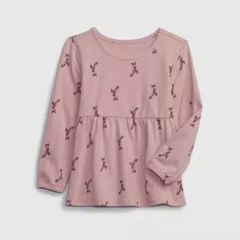 Футболка с длинными рукавами и принтом Gap, розовый