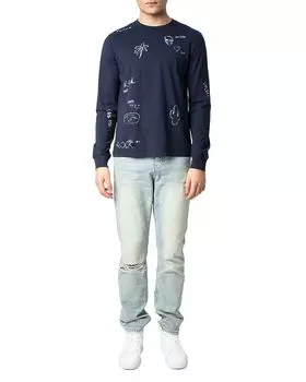 Футболка с длинными рукавами и принтом Гектора Zadig & Voltaire, синий