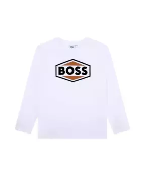 Футболка с длинными рукавами и принтом Hugo Boss, белый