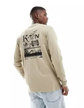 Футболка с длинными рукавами и принтом Kavu Puzzle Time бежевого цвета