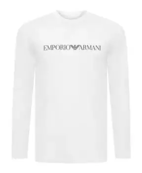 Футболка с длинными рукавами и принтом логотипа Emporio Armani, белый