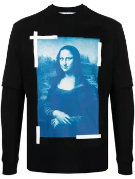 Футболка с длинными рукавами и принтом Monalisa Off-White, черный