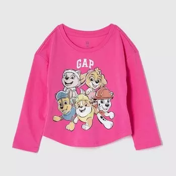 Футболка с длинными рукавами и принтом щенячьего патруля Gap, розовый