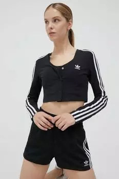 Футболка с длинными рукавами и пуговицами adidas Originals, черный