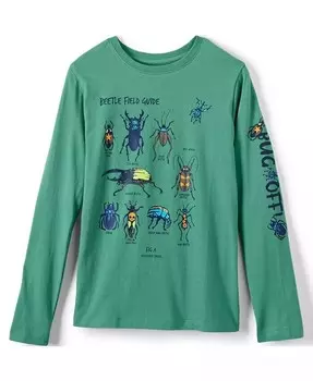 Футболка с длинными рукавами и рисунком Big Boys Husky Lands' End, черный