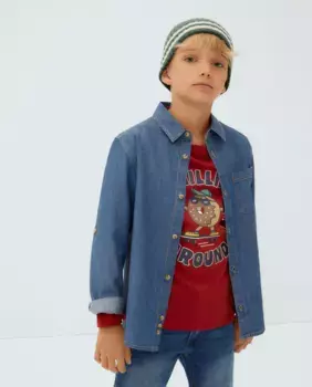 Футболка с длинными рукавами и рисунком для мальчиков Kids El Corte Ingls, бордовый