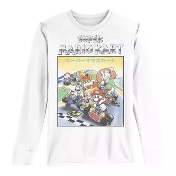 Футболка с длинными рукавами и рисунком кандзи для мальчиков 8–20 лет, Nintendo Super Mario Kart Racing Group Licensed Character