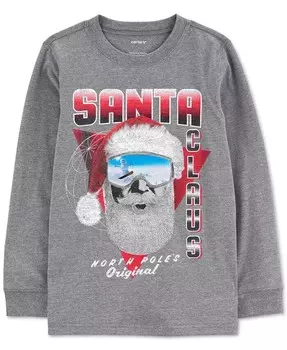Футболка с длинными рукавами и рисунком Санта-Клауса Little & Big Kids Carter'S, серый