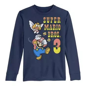 Футболка с длинными рукавами и рисунком Super Mario 3 Flying Goombas для мальчиков 8–20 лет Licensed Character