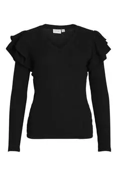 Футболка с длинными рукавами и рюшами Vila, черный